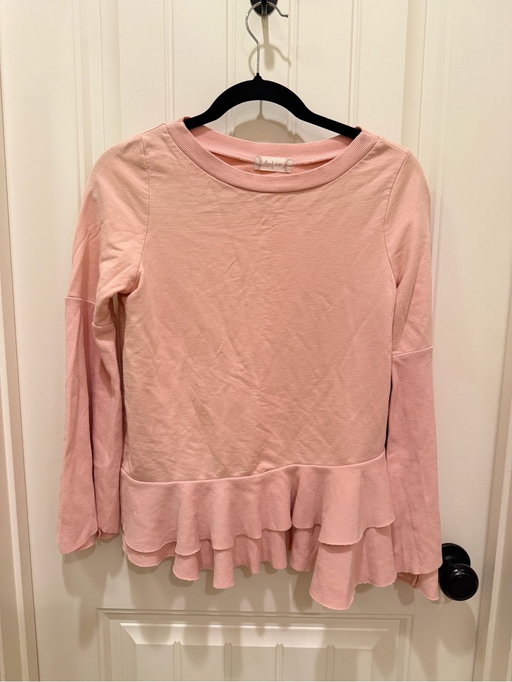 Altar'd State Light Pink Ruffle Hem Long Sleeve Top